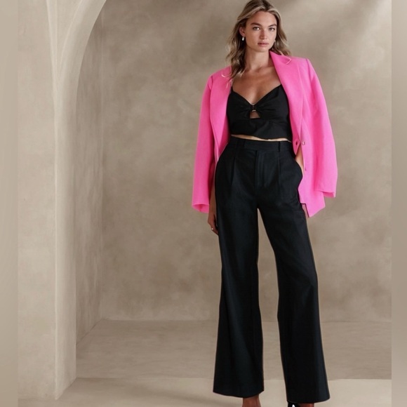 NWT! Banana Republic Black High-Rise Linen Blend Pant - Multiple Sizes 💛 - Picture 1 of 4